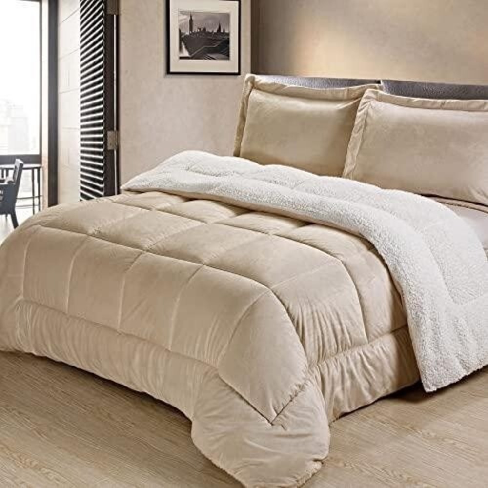 ⚡️Cathay Home Ultimate Luxury‎ Reversible Micromink & Sherpa Queen Comforter Set